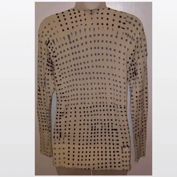 A/X Armani Exchange Sweater Womens Small Petite Cream Blue Long Sleeve - Picture 2 of 5